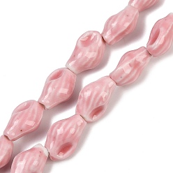 Бледно-Розовый Фарфоровые бусины ручной работы серии «Океан», раковина, розовый жемчуг, 15~16x9~10x6~7.5 мм, отверстие : 2 мм, около 25 шт / нитка, 14.17'' (36 см)