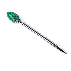 Malachite Synthetic Malachite Egg Ball-Point Pen, Stainless Steel Ball-Point Pen, Office School Supplies, 155mm