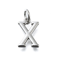 Letter X Латунные подвески, с целью перехода в кольце, долговечный, без свинца и без кадмия, стойки покрытие, платина, Письмо X, 12x8x2 мм, отверстие : 3 мм