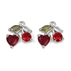 Платина Латунные микро проложить кубического циркония подвески, фруктовые прелести, стойки покрытие, долговечный, платина, 12x11x4 мм, отверстие : 1.2 мм