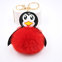 red Adorable Penguin Plush Keychain for Women's Car Keys and Bags