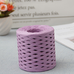 Medium Orchid Raffia Ribbon, Packing Paper String, Raffia Twine Paper Cords for Gift Wrapping and Weaving, Medium Orchid, 3~4mm, about 218.72 Yards(200m)/Roll