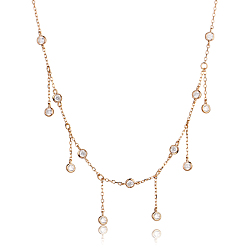 Rose Gold Sterling Silver with Clear Cubic Zirconia Pendant Necklaces, Rose Gold, 12.20 inch(31cm)