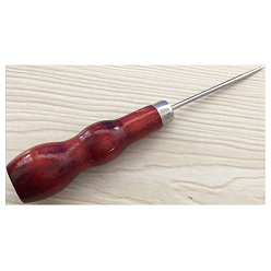 Коричневый Шило шитье инструмент, инструмент для проделывания отверстий, с деревянной ручкой, для пунша шитья кожи ремесло, коричневые, 13.5x2 см