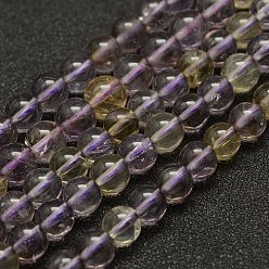 Ametrine Natural Ametrine Beads Strands, Round, 6mm, Hole: 1mm, about 70pcs/strand, 15.3 inch(39cm)