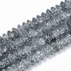 Slate Gray Crackle Glass Beads, Dyed & Heated, Rondelle, Slate Gray, 8x4mm, Hole: 1mm, about 89~95pcs/strand, 15.16~15.55 inch(38.5~39.5cm)