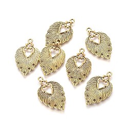 Античное Золото Коннекторы тибетского стиля, для люстры, без свинца и без никеля , лист, античное золото , 34x20x1.5 мм, отверстие : 1~2 мм