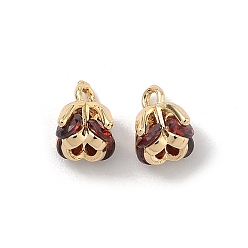 Темно-Красный Подвески в виде цветка из кубического циркония, инкрустированные латунью., реальный 18 k позолоченный, темно-красный, 8x7 мм, отверстие : 1.3 мм