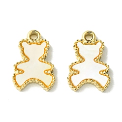 Real 14K Gold Plated Ion Plating(IP) 304 Stainless Steel Pave Shell Bear Charms, Real 14K Gold Plated, 13x9x2mm, Hole: 1.4mm