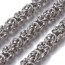 Stainless Steel Color 304 Stainless Steel Byzantine Chains, Unwelded, Stainless Steel Color, 8mm