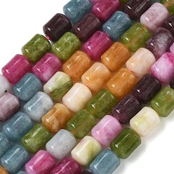Mixed Color Dyed Natural White Jade Beads Strands, Column, Mixed Color, 8.5x6.5mm, Hole: 1.2mm, about 47pcs/strand, 14.96''(38cm)