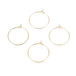 Golden Ion Plating(IP) 316L Surgical Stainless Steel Hoop Earring Findings, Wine Glass Charms Findings, Golden, 40x0.8mm, 20 Gauge