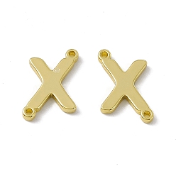 Letter X Rack Plating Brass Connector Charms, Real 18K Gold Plated, Long-Lasting Plated, Cadmium Free & Nickel Free & Lead Free, Letter Links, Letter.X, 14x11.5x1.5mm, Hole: 1mm