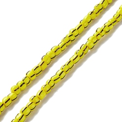 Yellow Handmade Lampwork Beads Strands,  2 Tone, Column, Yellow, 4~5.5x2~4mm, Hole: 0.8mm, about 130pcs/strand, 14.96~15.75 inch(38~40cm)