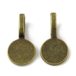 Antique Bronze Alloy Glue-on Flat Pad Bails, Flat Round Pendant Bails, Antique Bronze, 18x9x1~5.5mm, Hole: 6x3.5mm