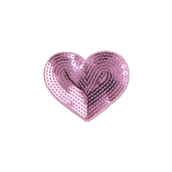 Pink Computerized Embroidery Cloth Iron on/Sew on Patches, Costume Accessories, Paillette Appliques, Heart, Pink, 71x84mm