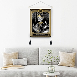 Human Tarot Polyester Skull Pattern Wall Hanging Tapestry, for Bedroom Living Room Decoration, Rectangle, Human, Picture: 500x350mm