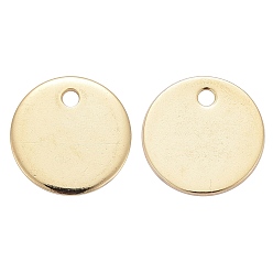 Golden 202 Stainless Steel Charms, Flat Round, Stamping Blank Tag, Golden, 10x1mm, Hole: 1mm