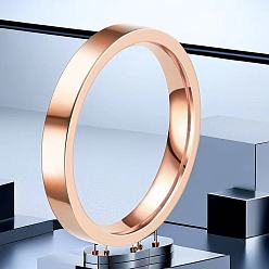 Rose Gold Stainless Steel Plain Band Rings, Rose Gold, US Size 12(21.4mm)