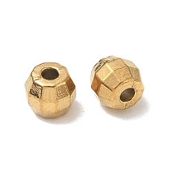 Real 18K Gold Plated 304 Stainless Steel Beads, Faceted, Barrel, Ion Plating(IP), Real 18K Gold Plated, 6x5mm, Hole: 1.9mm