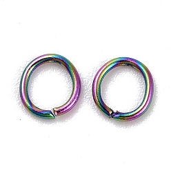 Rainbow Color 304 Stainless Steel Open Jump Rings, Rainbow Color, 24 Gauge, 3.5x0.5mm, Inner Diameter: 2.5mm