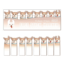 Navajo White Cute Dog Paper Memo Pad, Sticky Notes, Sticker Index Tabs, for Office School Reading, Navajo White, 140x50mm, 15 sheets/style, 8 styles, 120 sheets/bag