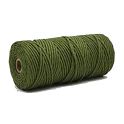 Olive Drab Cotton String Threads, Macrame Cord, Decorative String Threads, for DIY Crafts, Gift Wrapping and Jewelry Making, Olive Drab, 3mm, about 109.36 Yards(100m)/Roll