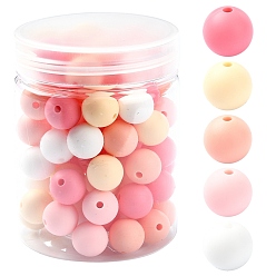 Розовый Силиконовые бусины, круглые, туманная роза, 9.5~12 мм, отверстие : 2 мм, 5 цветов, 18 шт / цвет