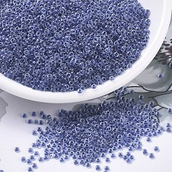(RR1928) Semi-Frosted Blue Lined Crystal MIYUKI Round Rocailles Beads, Japanese Seed Beads, 11/0, (RR1928) Semi-Frosted Blue Lined Crystal, 2x1.3mm, Hole: 0.8mm, about 1111pcs/10g