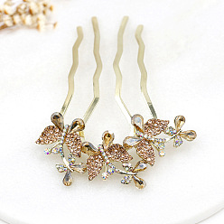 Champagne-colored hair combing style Butterfly Rhinestone Hair Comb for Women, Headpiece Hair Accessory Clip Pin Jewelry
