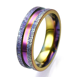 Rainbow Color 201 рифленое кольцо из нержавеющей стали для мужчин и женщин, Радуга цветов, внутренний диаметр: 18 мм, широк: 6 мм