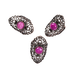 Полосатый Агат Кольца на палец в стиле ретро с натуральным полосатым агатом, регулируемые латунные кольца для женщин, 38 мм, внутренний диаметр: 19 мм