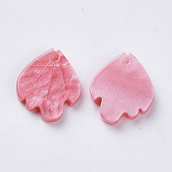 Light Coral Cellulose Acetate(Resin) Pendants, with Glitter powder, Rainbow Gradient Mermaid Pearl Style, Fish, Light Coral, 15x13x3mm, Hole: 1.2mm