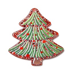 Christmas Tree Christmas Themed Acrylic Pendants, Christmas Tree, 38.5x36x2.5mm, Hole: 1.4mm
