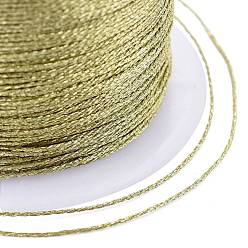 Dark Khaki Polyester Braided Metallic Thread, for DIY Braided Bracelets Making and Embroidery, Dark Khaki, 0.4mm, 6-Ply, about 54.68 yards(50m)/roll
