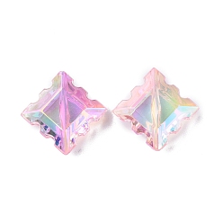 Фиолетовый Uv акриловые покрытия бусины, радужный, ромб, фиолетовые, 22x22.5x7 мм, отверстие : 1.6 мм