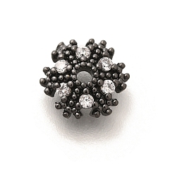Черный Цвет Металла Покрытие стойки латунь микро паве прозрачные колпачки из кубического циркония, долговечный, без свинца и без кадмия, снежинка, металлический черный , 8x2 мм, отверстие : 1.3 мм