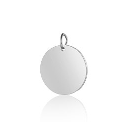 Stainless Steel Color 201 Stainless Steel Pendants, Manual Polishing, Flat Round, Stamping Blank Tag, Stainless Steel Color, 12x1mm, Hole: 3.5mm