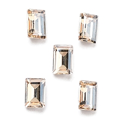 Золотая Тень K 9 кабошоны из стеклянного страза, задние и задние, прямоугольные, золотые тени, 6x4x2.5 мм