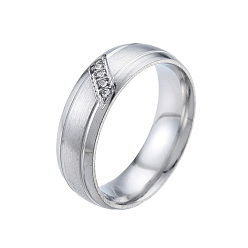 Stainless Steel Color Crystal Rhinestone Rhombus Finger Ring, 201 Stainless Steel Jewelry for Women, Stainless Steel Color, Inner Diameter: 17mm