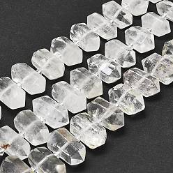 Quartz Crystal Natural Quartz Crystal Beads Strands, Faceted, Double Terminated Pointed/Bullet, 20~31x12~14x10~13mm, Hole: 1.8mm, about 23~24pcs/strand, 15.55 inch(39.5cm)