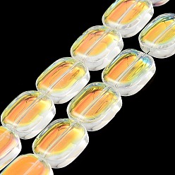 Clear AB Transparent Electroplate Glass Bead Strands, Rainbow Plated, Rectangle, Clear AB, 12x10x4.5mm, Hole: 1mm, about 55pcs/strand, 25.98''(66cm)