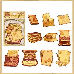 Book 20Pcs 10 Styles Autumn Gold Stamping Paper Self Adhesive Decorative Stickers, for DIY Scrapbooking, Book, 146x95mm, 2pcs/style