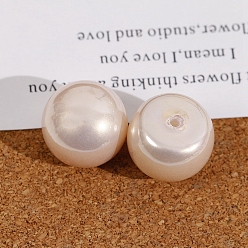 PeachPuff Acrylic Beads, Imitation Pearl, Half Drilled, Half Round, PeachPuff, 20x18mm