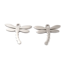 Stainless Steel Color 201 Stainless Steel Pendants, Dragonfly Charm, Stainless Steel Color, 13x16.5x1mm, Hole: 1.4mm