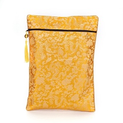 Goldenrod Silk Pouches, with Zipper, Goldenrod, 33.7~33.8x23.9~24.2cm