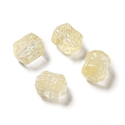 Yellow Spray Painted Transparent Glass Beads, Drum, Yellow, 12x10mm, Hole: 1mm