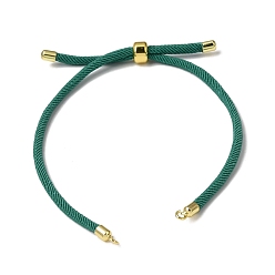 Dark Cyan 3MM Adjustable Round Nylon Braided Cord Bracelet Making, with Golden Brass Findings, Fit for Connector Charms, Dark Cyan, 8.66 inch(22cm), Hole: 1.5mm