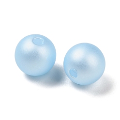 Небесно-голубой Матовые пластиковые бусины с имитацией жемчуга, круглые, голубой, 6 мм, отверстие : 1.4 мм