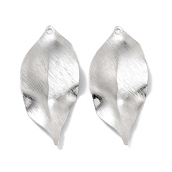 Real Platinum Plated Brass Pendants, Leaf, Real Platinum Plated, 35.5x16x2mm, Hole: 1.2mm